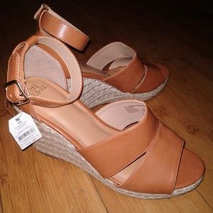 Covered Wedge Sandals Cognac Espadrille Strap 11